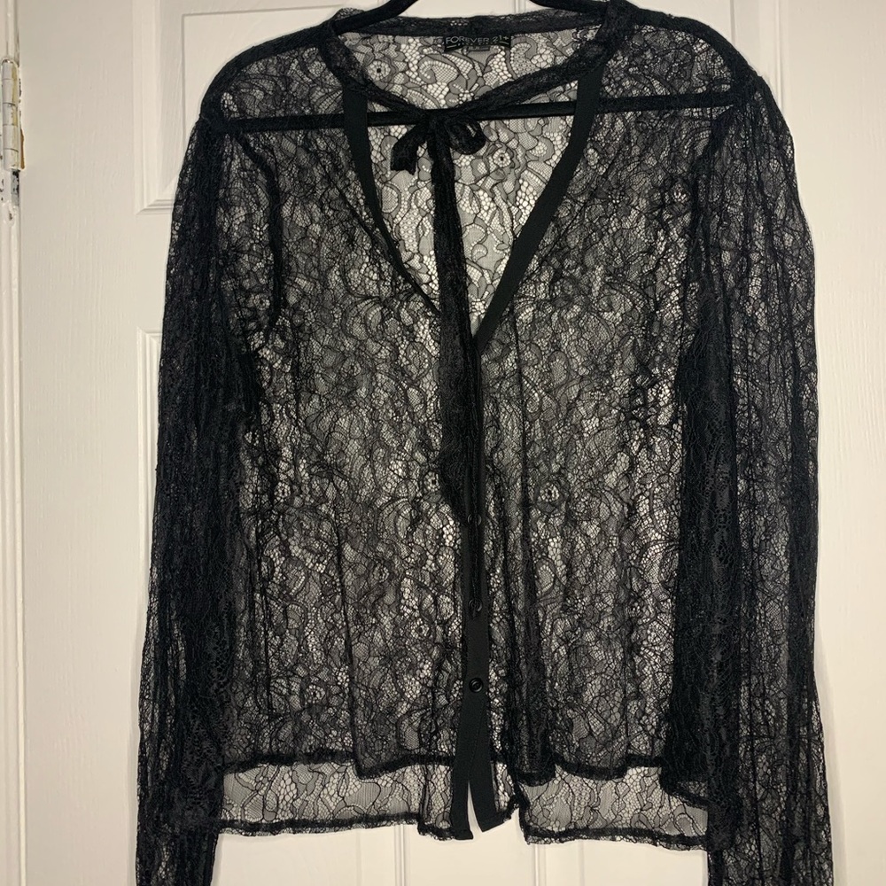 Midnight Romance lace button up